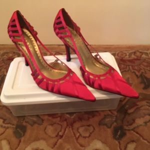 BCBG Red Satin Pumps